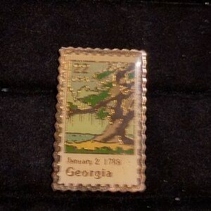 Vintage USPS Georgia Statehood 22c Stamp Enamel Lapel Tie Hat Pin 1986 USA